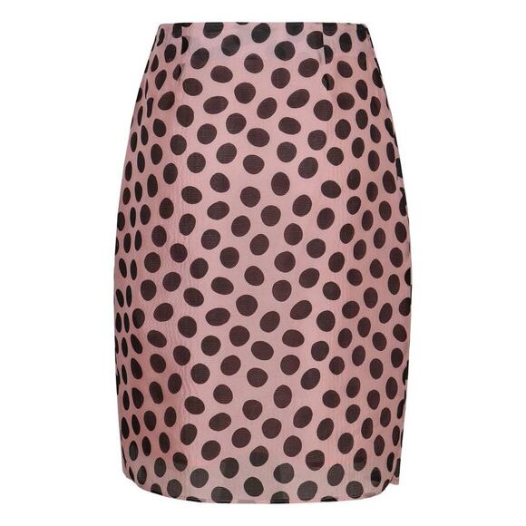 Nina Ricci Polka Dot Skirt With Asymmetric Bow in Black on Blush FR 40 US 8 - Picture 6 of 6